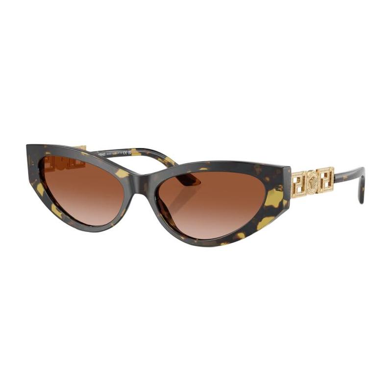 Versace Temple Logo Metal Acetate Cat Eye Sunglasses Women's Tortoiseshell 10905708 VE4470B547013-Tortoiseshell 56