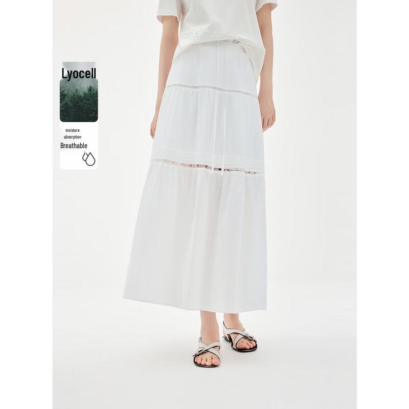 

ELLE French Lyocell Linen A-line Midi Skirt L