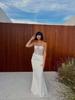 Robe de Mariée Sirène Blanche Sans Bretelles avec Ceinture Haute - Jupe Élégante Amincissante pour Mariages et Banquets