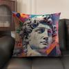 Artistic Sculpture Cushion Cover Natural Linen Organic Fabric Double-Sided Printing Sofa Home Decor Gift Pillow Case