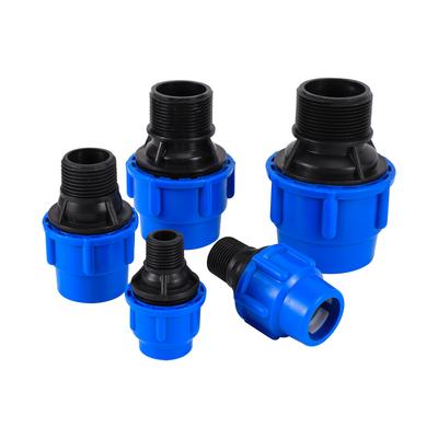 1/2 "3/4" 1 "1.2" 1.5 "Filettatura maschio a 20/25/32/40/50mm Tubo in PE Connettore dritto Sistema di irrigazione PE Tubo in PVC Accoppiamento di conversione