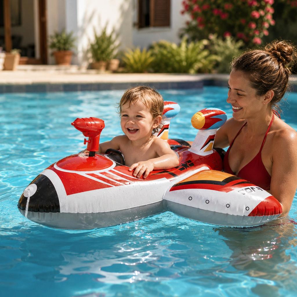 Inflatable Airplane Pool Float Swim Ring for Kids and Adults Durable PVC Construction with Comfortable Seating and Easy Inflation for Water Fun