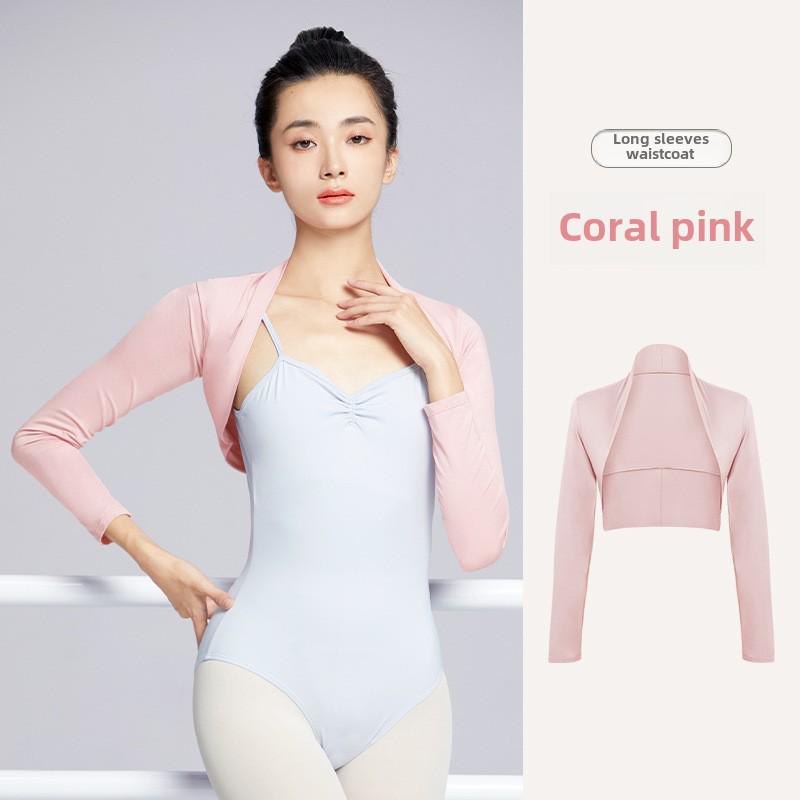 Ballettkleidung für Damen: Modales Langarm-Cape-Top mit Weste und Schulterschutz