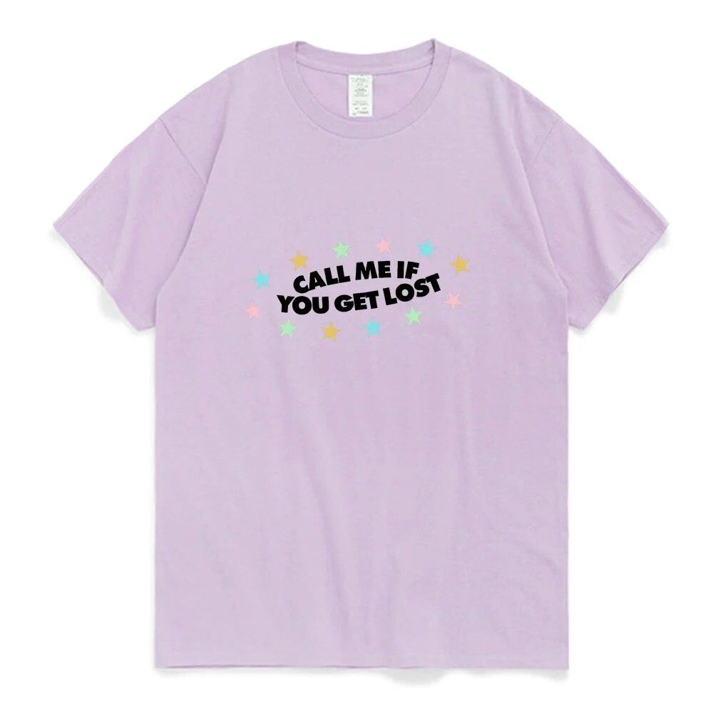 Ring meg hvis du går deg vill Fantastisk T-skjorte med kortermet trykk, sommer med rund hals, overdimensjonert koselig T-skjorte for unisex kvinner Mote Pop T-skjorter