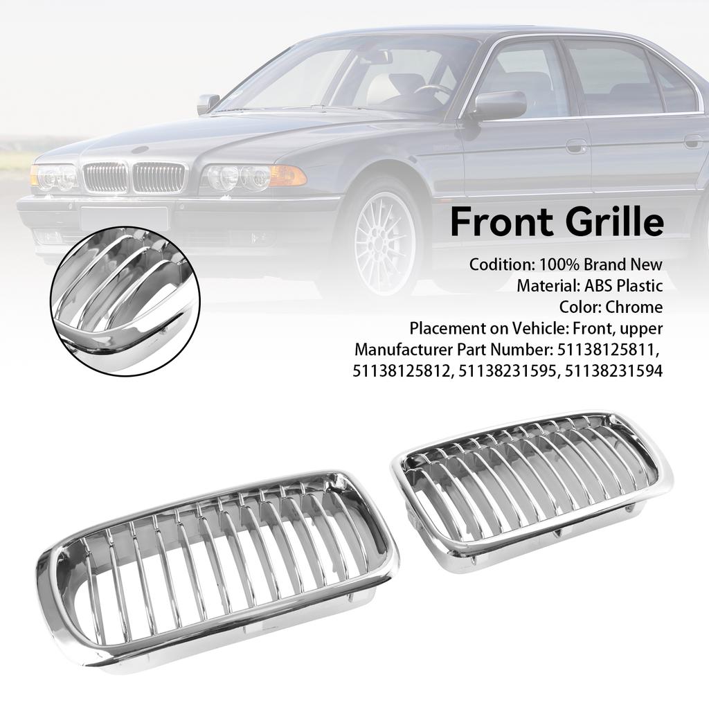2 STÜCKE Chrom Front Nieren Grill Gitter Passend für BMW 7er E38 1994-2001