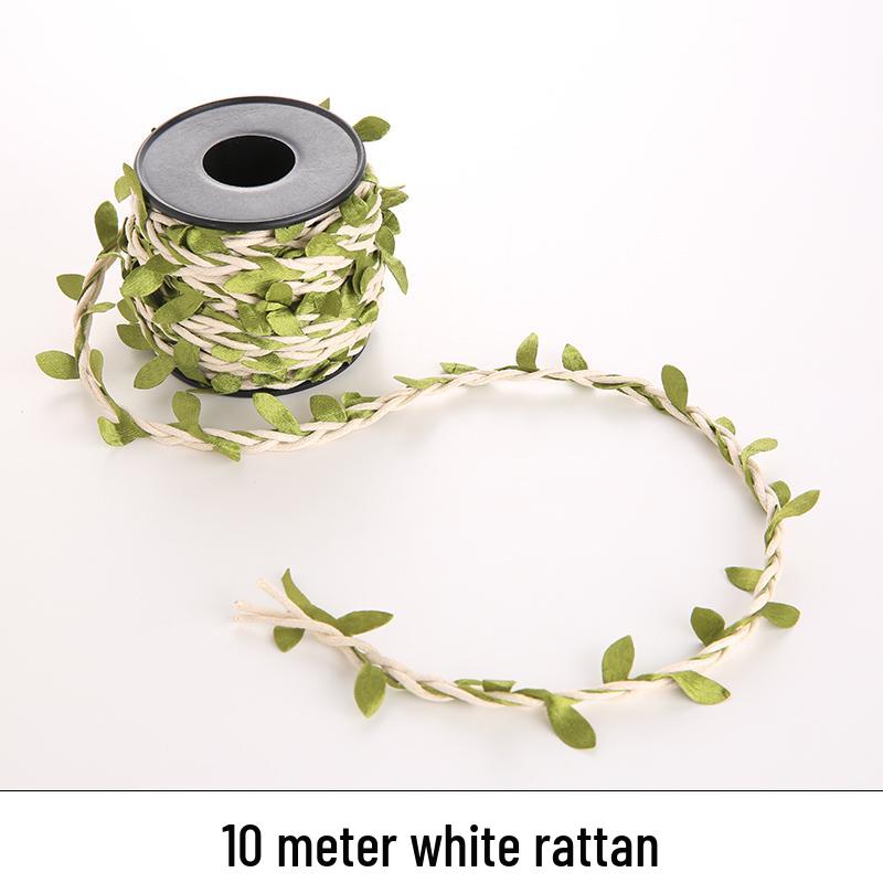 DIY Colorful Forest Style Green Rattan Leaves Hand-Woven Jute Rope for Decoration and Jewelry