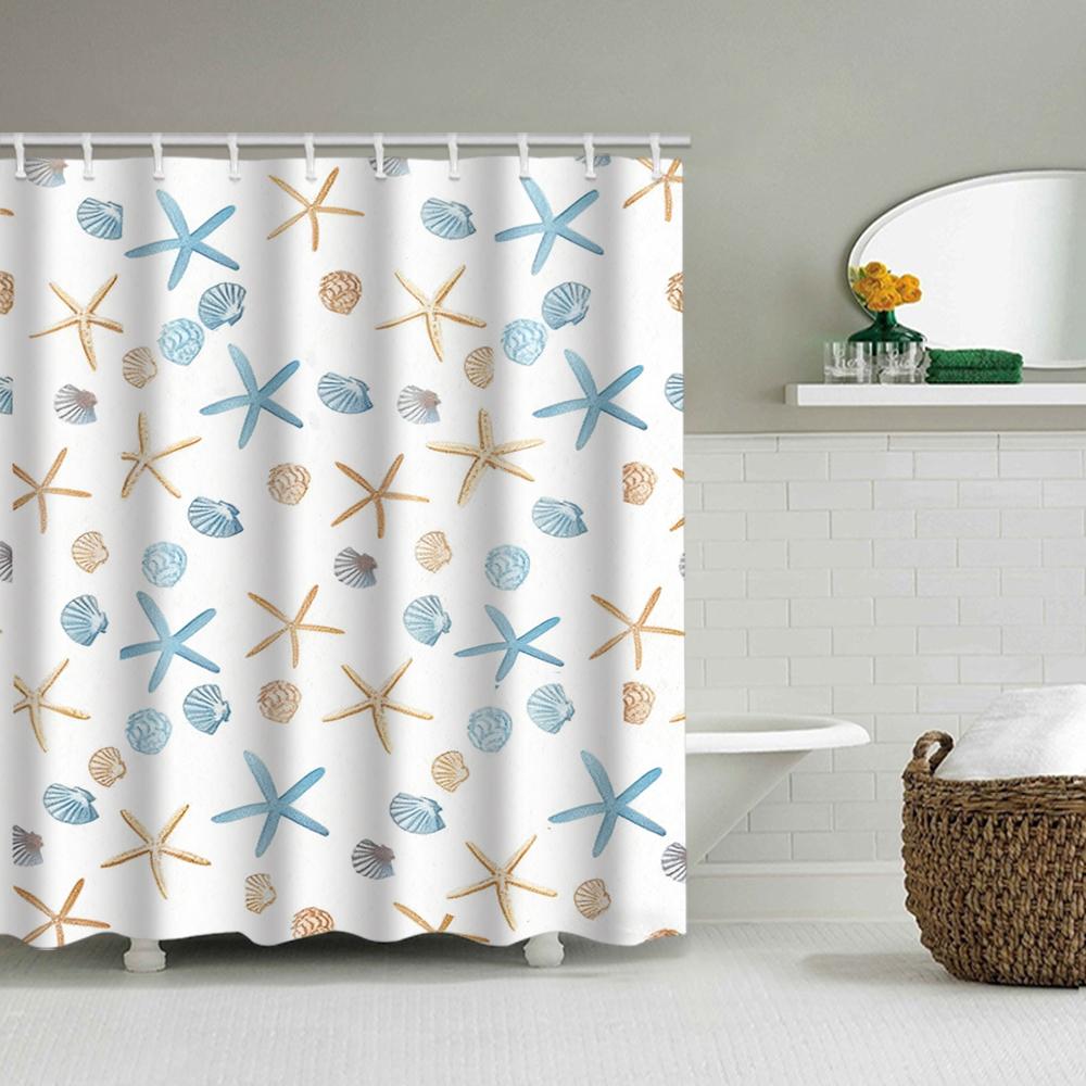 1/4 Marine Organisms Print Shower Curtains, Toilet Seat Decoration, Shower Curtain with Carpet and Toilet Lid, 70.8x70.8 Inch