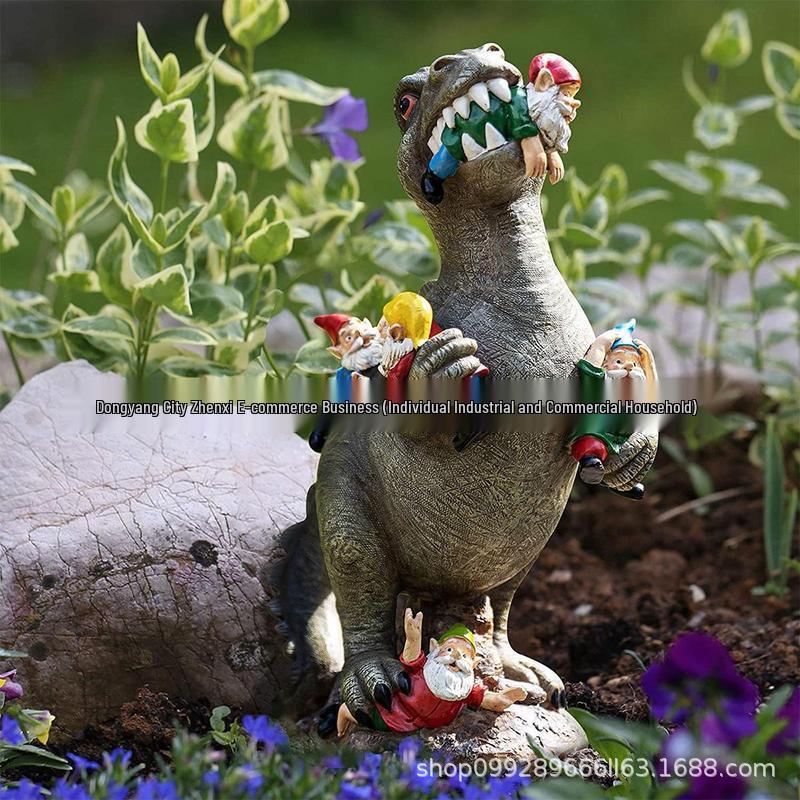 Creative Dinosaur Garden Gnome: Cute Resin Outdoor Ornament