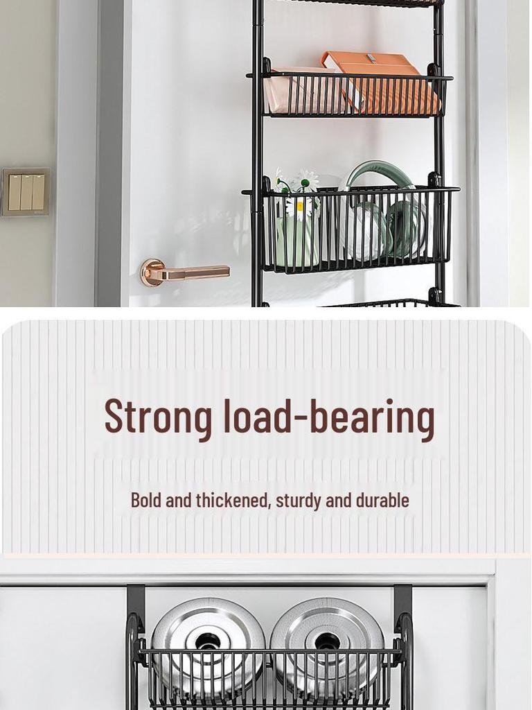 No-Drill Door Hanging Basket Organizer - Multi-Layer Storage Rack for Bathroom