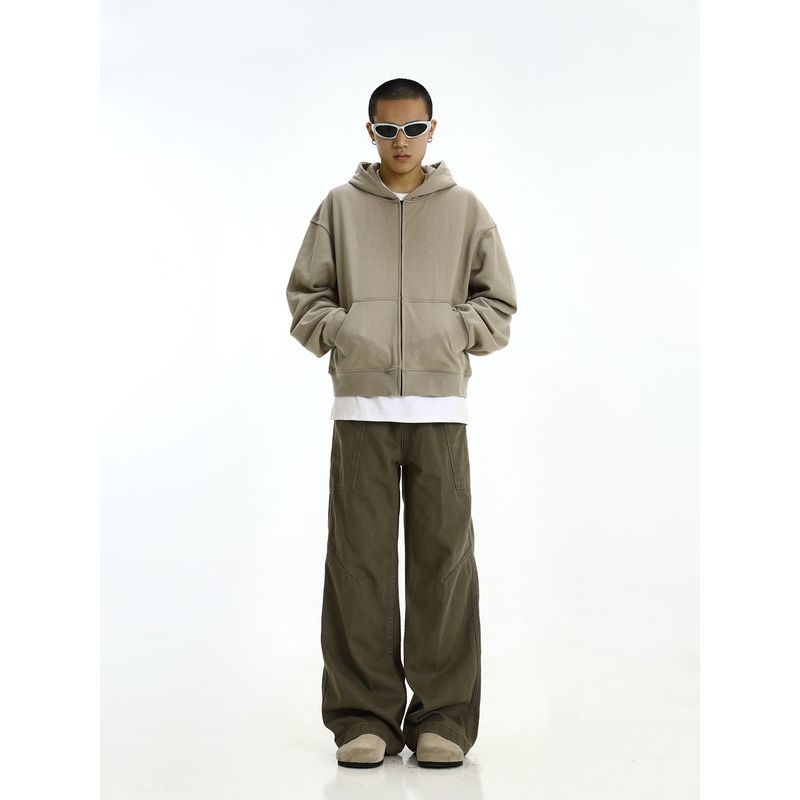 Spring & Fall Cleanfit Gray Hooded Sweatshirt Men and Women American Retro Casual Boxy Short Loose Coat Hoodie