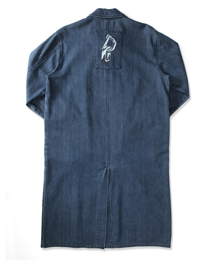 Demaden Art Bag Print Denim Long Coat