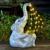 Solare Elefanten-Gartenstatue Niedlicher Harzelefant Bewässerungsleuchte Wasserdichte Outdoor-Lichterkette für Hof Terrasse Rasen Dekoration Geschenk für Elefantenliebhaber