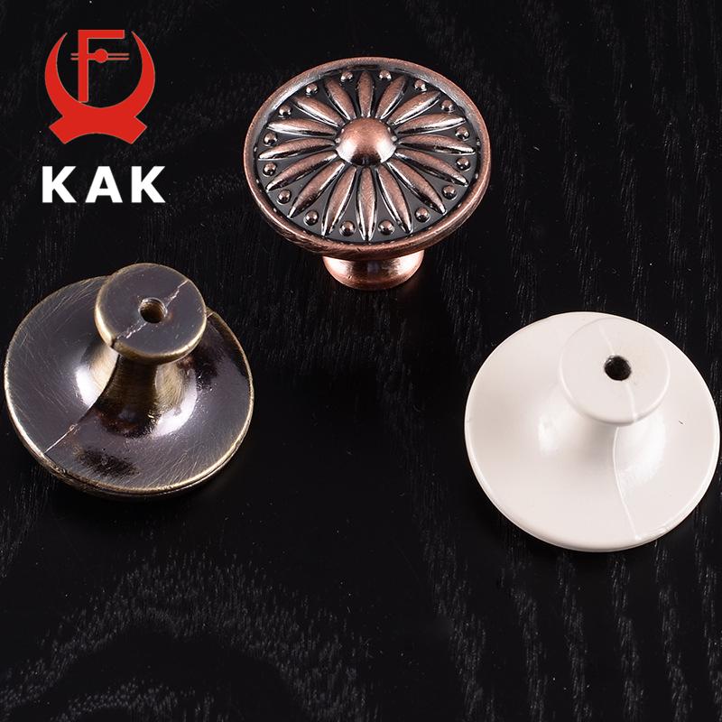 KAK Retro Červený Bronzový Knoflíky do Kuchyňské Skříňky Rukojeť Dveří Skříňky ze Zinkové Slitiny Vintage Rukojeť Nábytku do Šatny Výsuvy Zásuvek