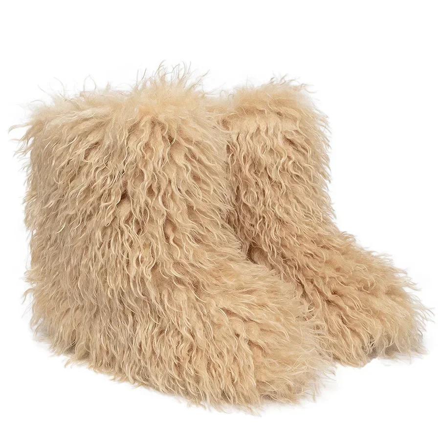 Winter Snow Boots Furry Shoes Women Fluffy Warm Faux Wool Boots Woman Teddy Fur Snow Boots Fashion Plush Short Boots Ladies