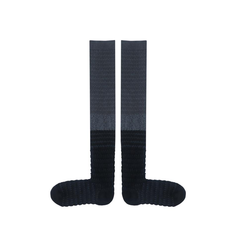 

Color Block Knee-High Striped Retro Slouch Socks - Embossed, Seamless, and Slimming 35-39