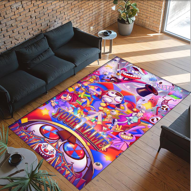Personalized Crystal Velvet Carpet Custom Name Text,The Amazing Digital Circus Anti Slip Area Rug For Home Decoration