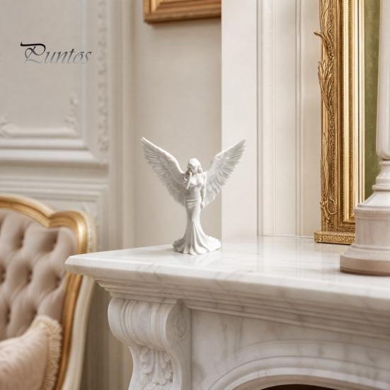 Guardian Angel Decor 3D Printed Elegant Figurine with Large Wings, Decorative Statue, Delicate Pleat Curve Statue Art Crafts Decoration for Home Shelf