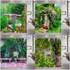 3D Landscape Shower Curtain Garden Wooden Bridge Plant Tree Flower Natural Scenery Bathroom Decor Hanging Wall Fabric Curtain