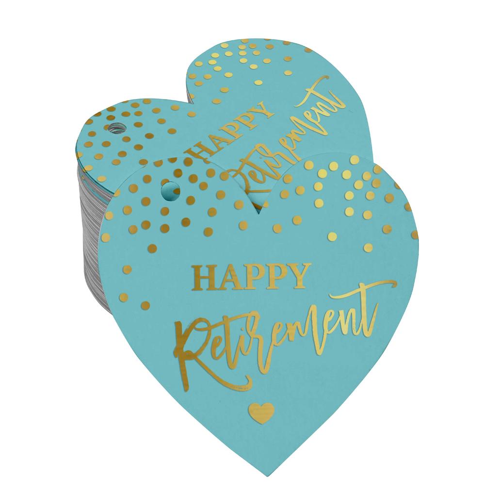 Inkdotpot Silver Foil Paper Hang Tag Happy Retirement Favor Tag 100 Pieces