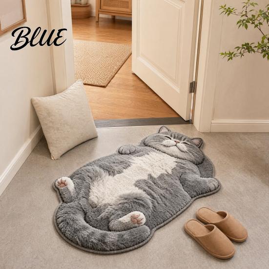Non-slip Floor Mat Cute Cat Bathroom Rug Anti-Slip Absorbent Bath Washable Plush Door