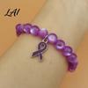 Versatile Commuting Casual Bracelet Breast Cancer Awareness Bracelets for Women Ribbon Support Ornament Charm Beaded Elastic Bracelet Encouragement
