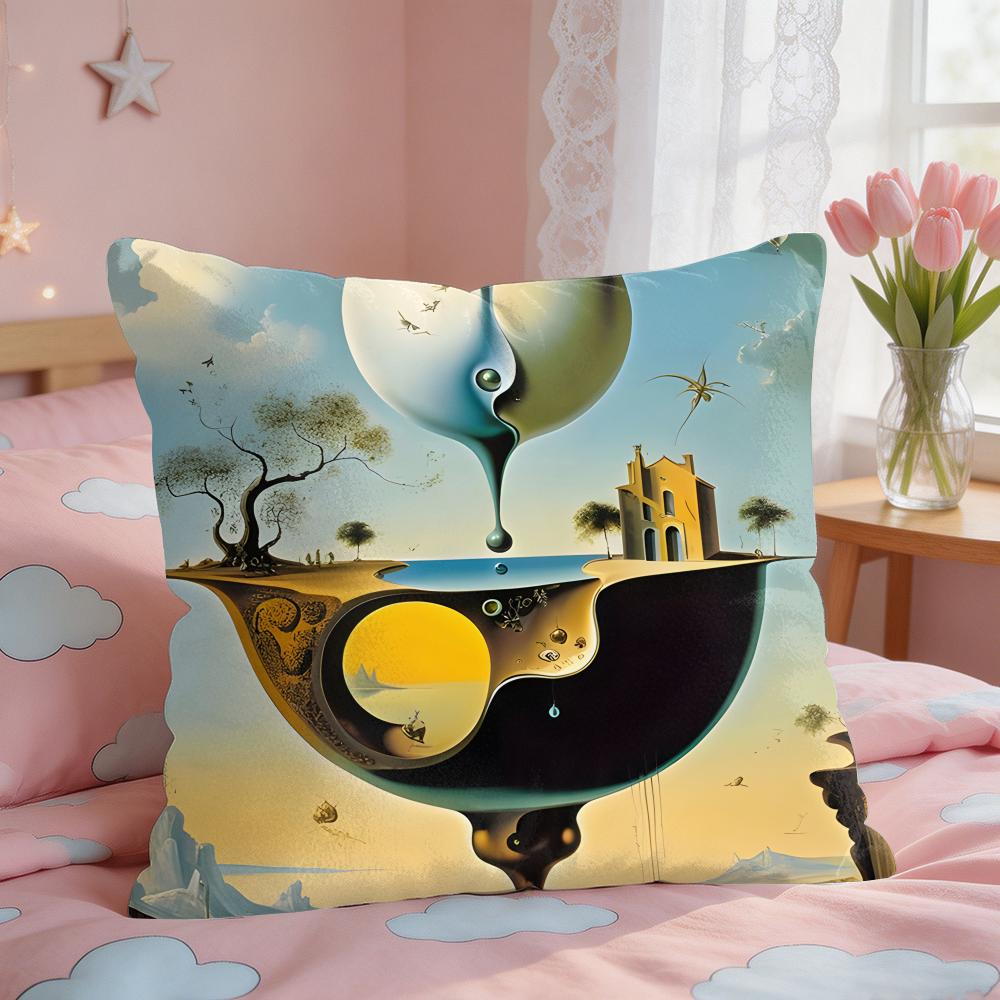 SSalvador Dali Abstract Cushion Cover Square Short Plush Pillow Case Living Room Sofa Home Decor Funda X