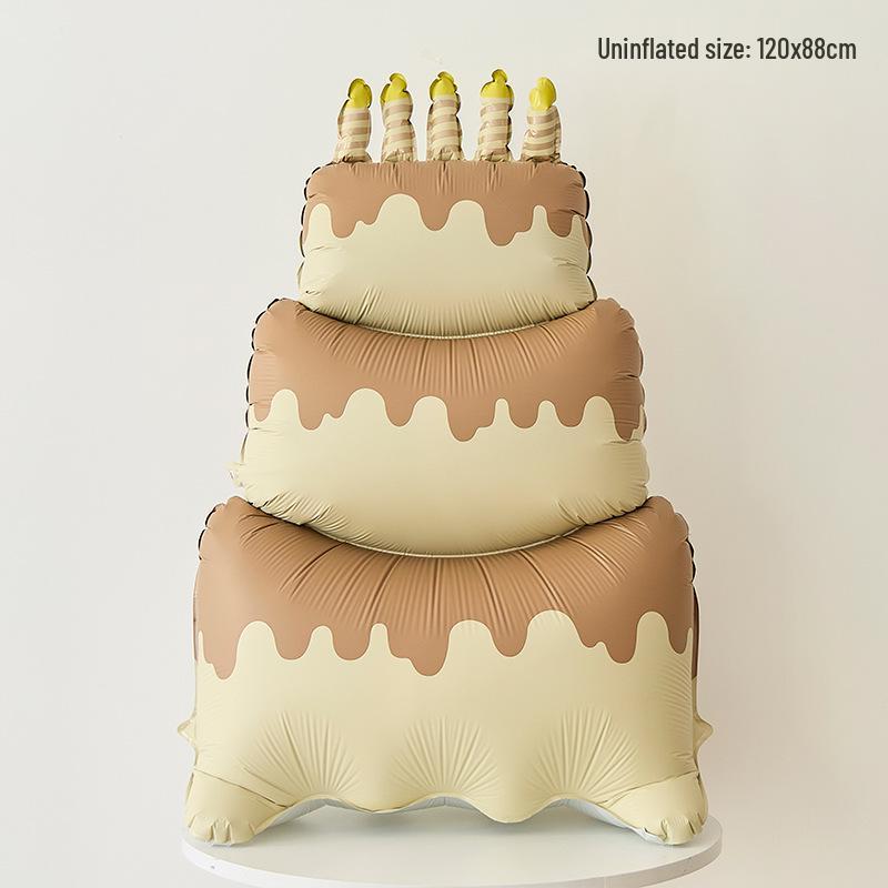 3D Cartoon Birthday Cake Balloon - Foil Decoration for Kids' Parties