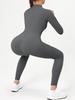 Nude Langarm Yoga-Jumpsuit mit Reißverschluss - High-Intensity Fitnessbekleidung