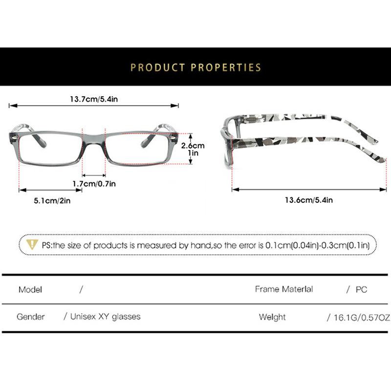 Stylish Design Square Print Flower Women Frame Reading Glasses Color Shift Anti Digital Device Blue Light Hyperopia Eyeglass