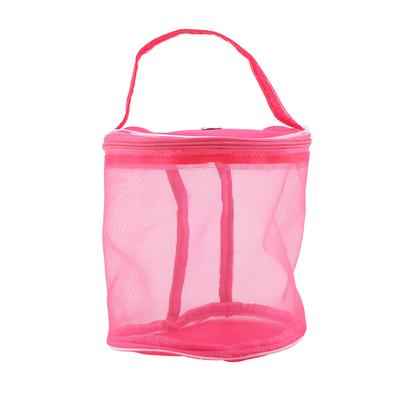 Portable Storage Bag Cylinder Mesh Wool Yarn Convenient Exquisite Container Handbag (Rose Red)