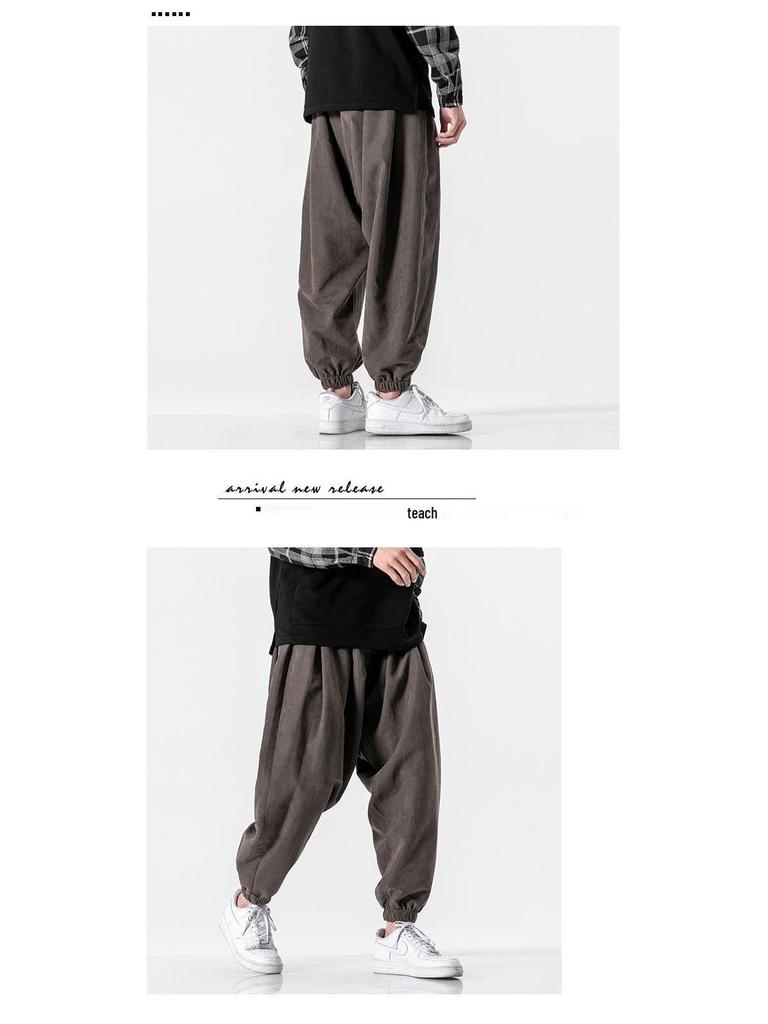 Japonské retro ležérní kalhoty lucerna - Letní volný střih, rovné nohavice, sportovní kalhoty se širokými nohavicemi