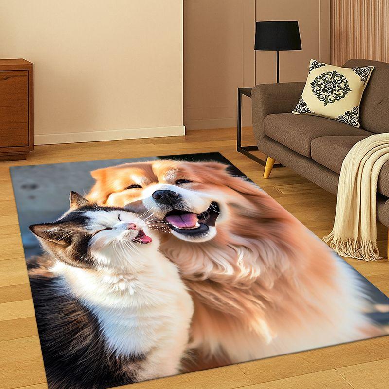 Cute Dog Puppy Cartoon Carpet Rug for Bedroom Living Room Sofa Playroom Doormat Home Decor,Kid Game Area Rug Non-slip Gift