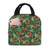 A Butterfly Vintage Pattern Insulated Lunch Bag for Women Kids Portable Food Boxes Thermal Lunch Box Tote