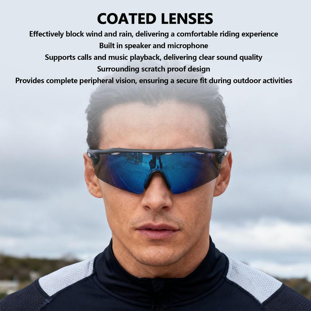 Smart Cycling Bluetooth Sports Goggles with Design and HD for and Calls [Jectse] Glasses, Wrap-Around Anti-Scratch Speaker, Running, Cycling, Music,
