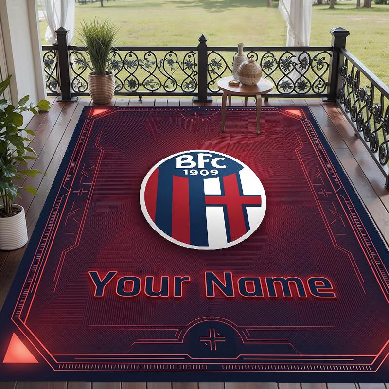 Custom Text Printed Rug Bologna FC Non Slip Floor Carpet For Home Room Decor