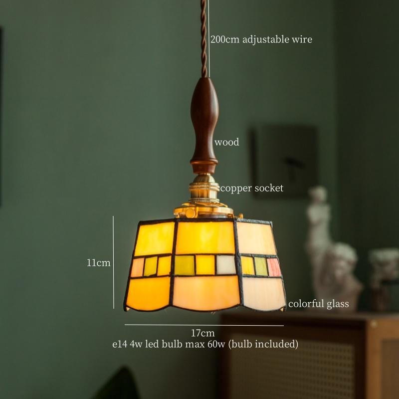 IWHD Japanese Vintage LED Pendant Light Fixtures Living Room Bedroom Cafe Loft Decor Kitchen Copper Colorful Glass Hanging Lamps