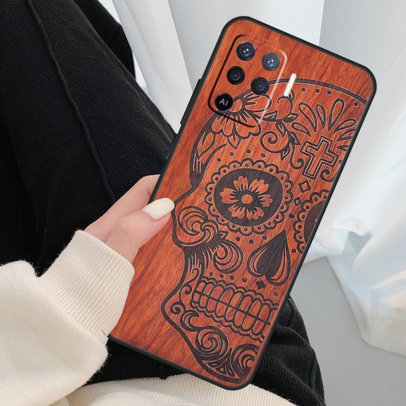 Natural Bamboo Wood Animal Print Case For Oppo A17 A57 A77 A40 A78 A54 A74 A94 A76 A16 A96 A18 A60 A80 A38 A58 A98 A15 A5 Pro