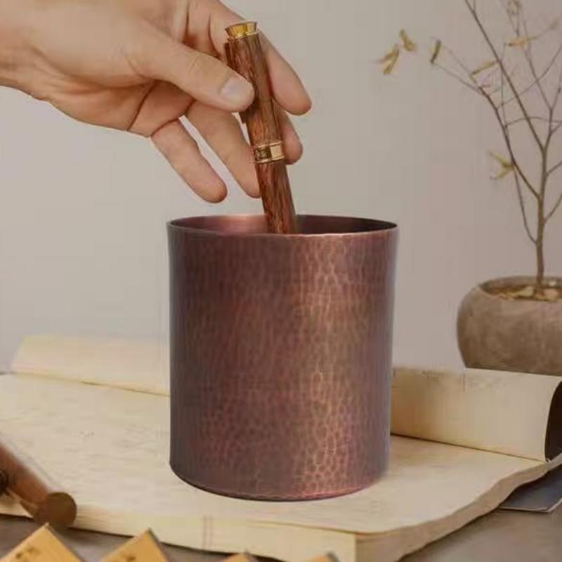 Vintage Pure Copper Coffee Mug,Moscow Mule Thickened Large Size Hammer Texture Straight Tube 450ml Beer Mug,Tea Cup Tableware