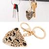 Keychain Exquisite RhinestoneEncrusted Leopard Head Car Bag Pendant for Girl Birthday Gift(Gold )