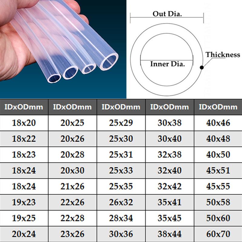 1m/Lot diametru interior 16-60mm calitate alimentară furtun din silicon transparent rezistent la căldură tub flexibil acvariu pompă de aer țeavă de oxigen