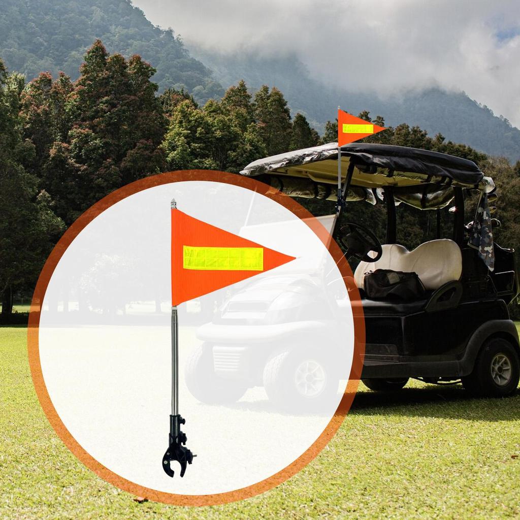 Golf Cart Flag Pole Kit Holder Accessories High Visibility Night Outdoor Telescopic for