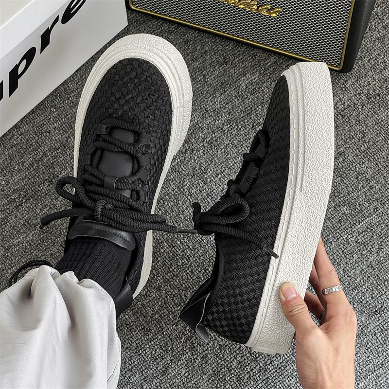 New Low-top Niche Woven Breathable Platform Men's Shoes Trendy Sports and Leisure Board Shoes X315