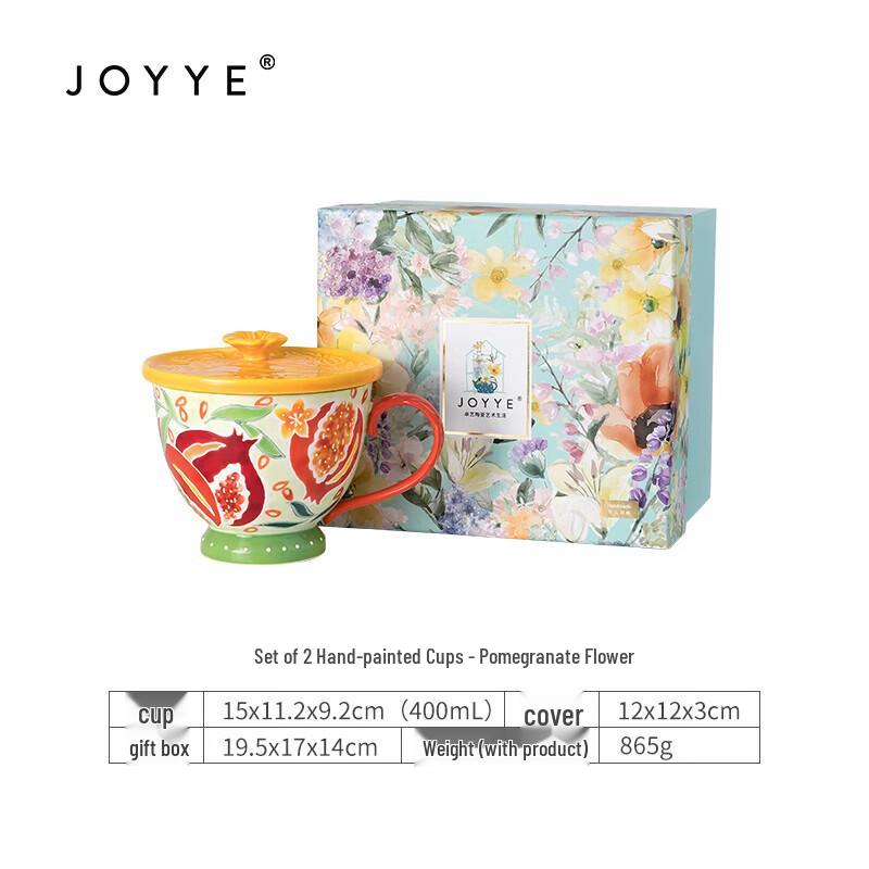 JOYYE Hand-Painted Underglaze Ceramic Mug with Lid