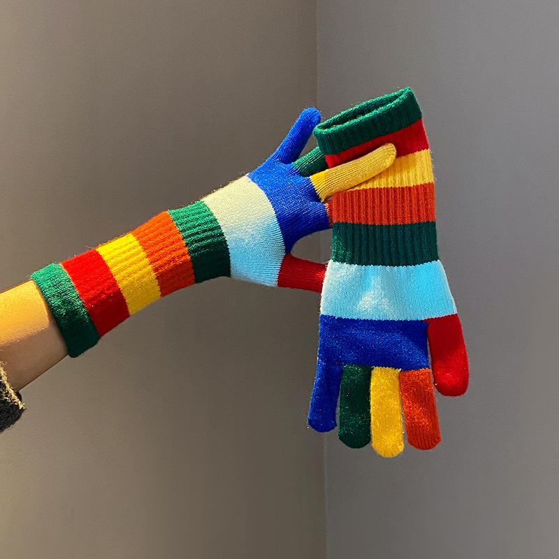 Autumn Gloves Plus Fleece Men's and Women's Fashion Jacquard Reverse Stitch Pineapple Winter Warm Glove Knitted Fingerless Glove