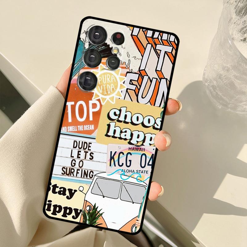 Surf Beachy Blue Summer Collage Case For Samsung Galaxy S25 Ultra S21 S22 S23 S24 Ultra S9 S10 Plus S20 FE S25 FE Back Cover