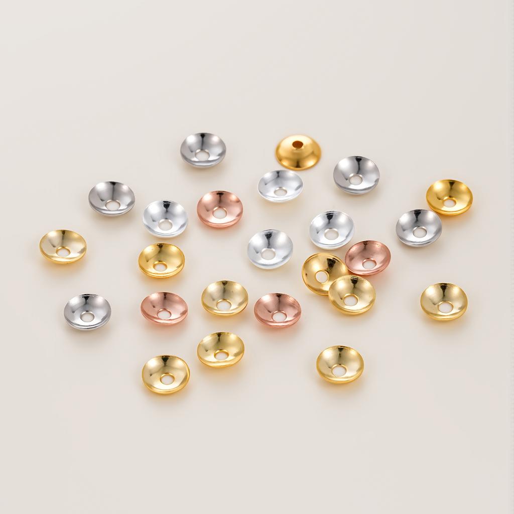 50Pcs 3/4mm 14/18K Gold Color Plated Copper Beads Caps Spacer Beads for DIY Necklace Bracelets Jewelry Making Accessories