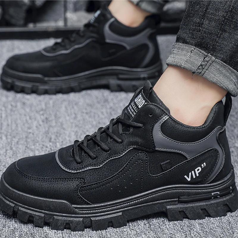 Men Casual Sneakers Fashion High Quality Men Ankle Boots Platform High-top Sports Shoes Comfortable Non-slip Men Boots Big Size