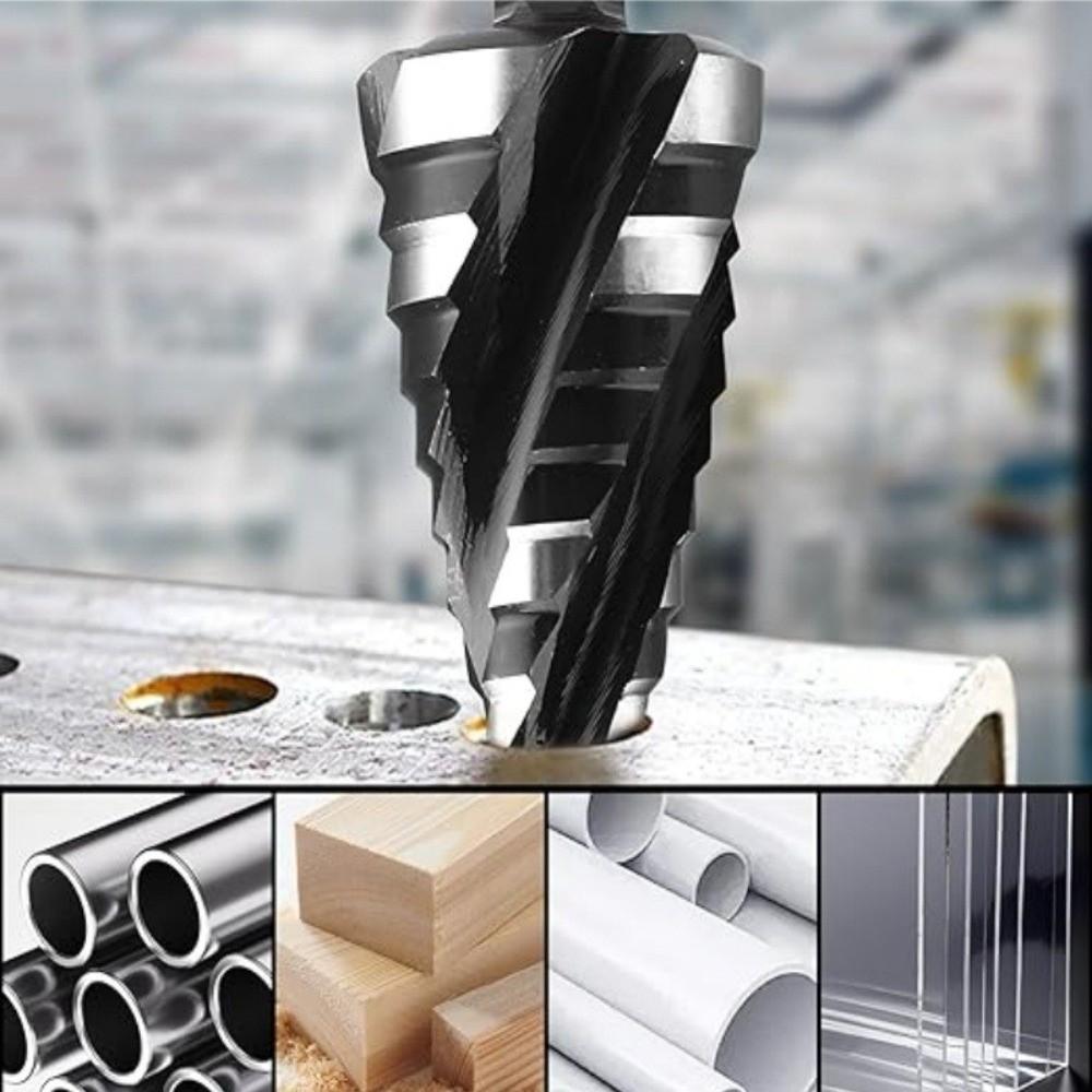 Spiral Groove Punch Holes Drill Bit Four Spiral Flute Wood Metal Hole Opener New Step Drill Bit