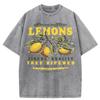 Premium Fresh Lemons Fruit Print Women Washed T-Shirts Y2K Comfortable Short Sleeve Loose All-Match T Shirt Cotton Hip Hop Top