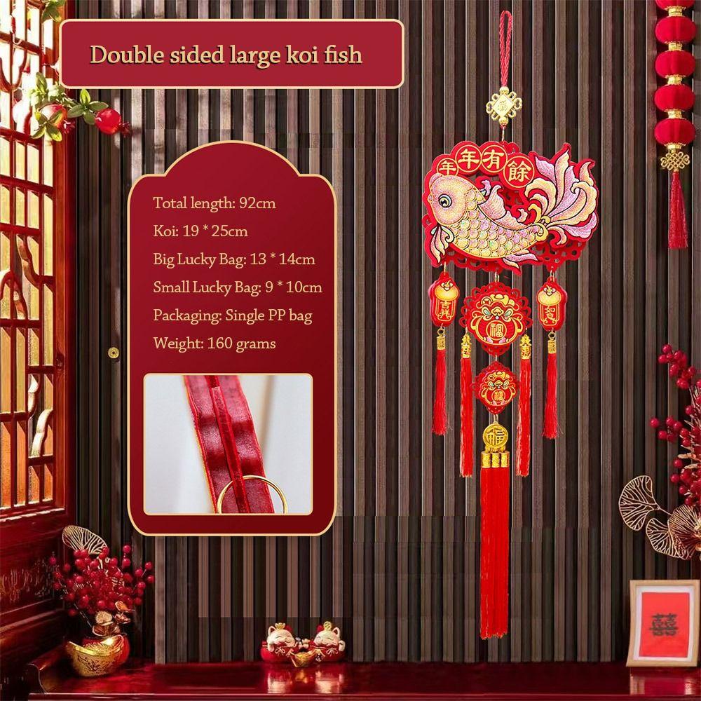 Red New Year Gold Hanging Ornament Chinese knot Felt Fruit Lucky Bag Pendant Fu character Luck Spring Festival Decoration